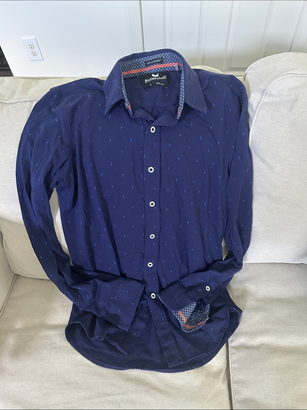 Buttercloth Navy Long-Sleeve Button-Down Shirt